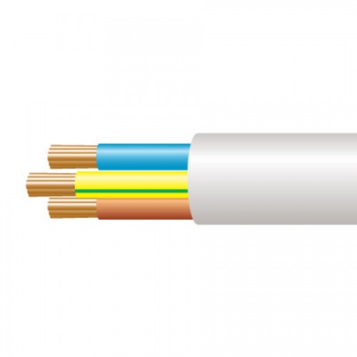1.5mm 3183Y 3 Core White PVC Flex Cable (Per Metre)