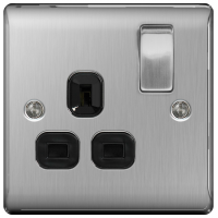 BG NBS21B Switched Single Socket 1G DP 13A Black Insert