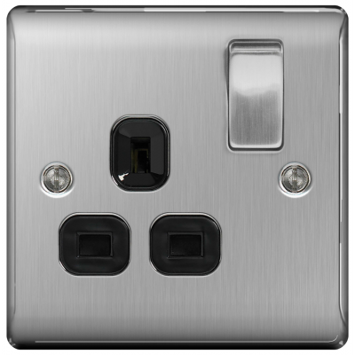 BG NBS21B Switched Single Socket 1G DP 13A Black Insert
