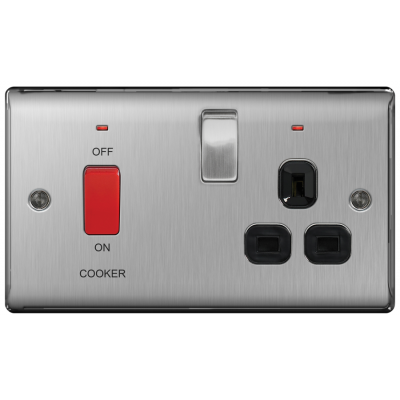 BG NBS70B Cooker Control Unit + Socket Neon 45A Black Insert