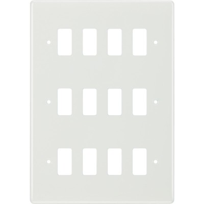 BG R812 Grid Frontplate 12 Gang White