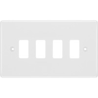 BG R84 Grid Frontplate 4 Gang White