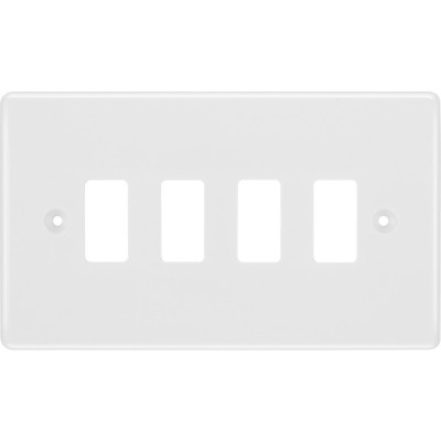BG R84 Grid Frontplate 4 Gang White