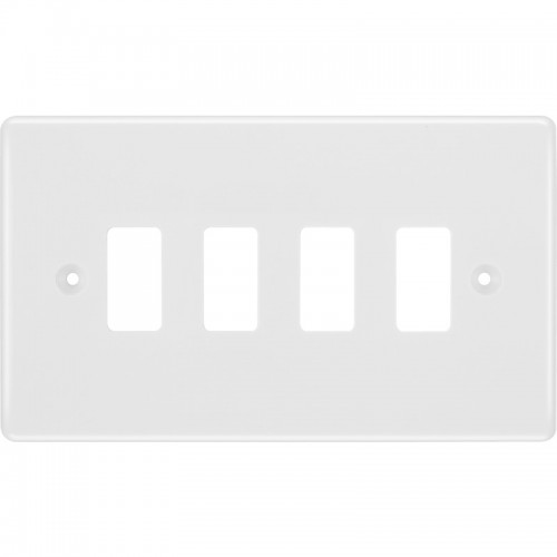 BG R84 Grid Frontplate 4 Gang White