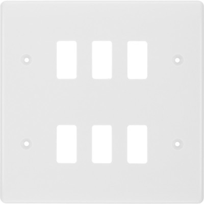 BG R86 Grid Frontplate 6 Gang White
