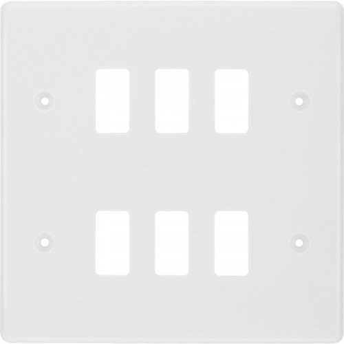 BG R86 Grid Frontplate 6 Gang White