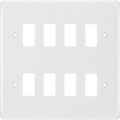 BG R88 Grid Frontplate 8 Gang White