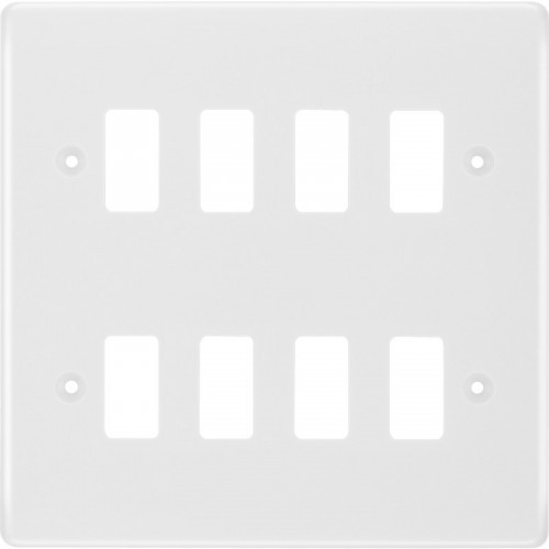 BG R88 Grid Frontplate 8 Gang White