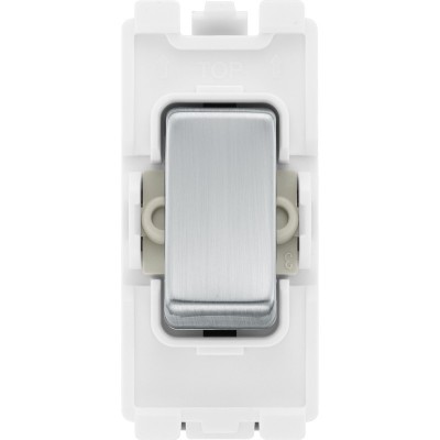 BG RBS14 Grid Retractive Switch 2 Way SP 20AX Brushed Steel