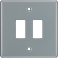 BG RMC2 Grid Frontplate 2 Gang Metal Clad