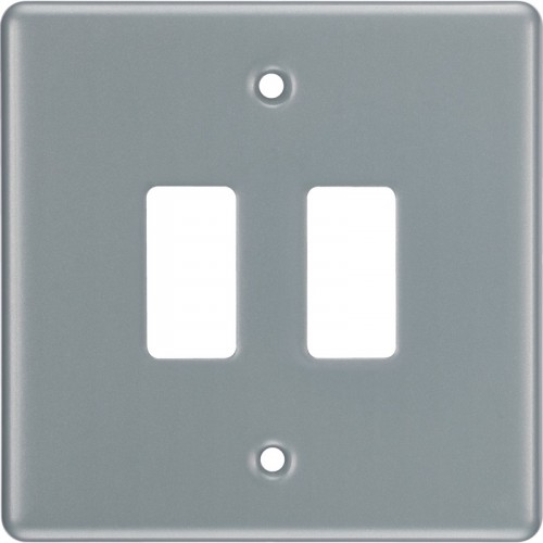BG RMC2 Grid Frontplate 2 Gang Metal Clad