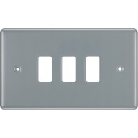 BG RMC3 Grid Frontplate 3 Gang Metal Clad