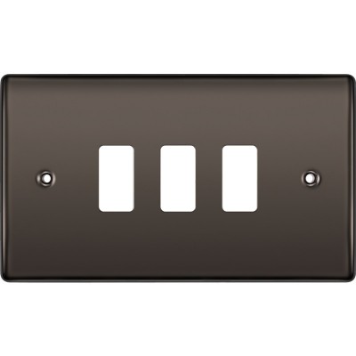 BG RNBN3 Grid Frontplate 3 Gang Black Nickel