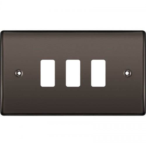 BG RNBN3 Grid Frontplate 3 Gang Black Nickel