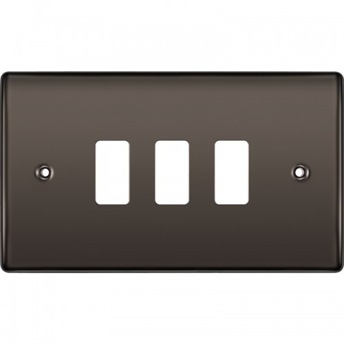 BG RNBN3 Grid Frontplate 3 Gang Black Nickel