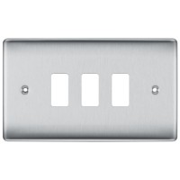 BG RNBS3 Grid Frontplate 3 Gang Brushed Steel