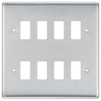 BG RNBS8 Grid Frontplate 8 Gang Brushed Steel