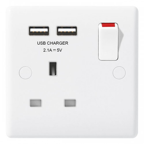 BG Nexus White Single Socket with USB - 821U2