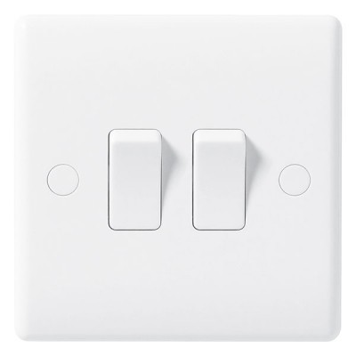 BG Nexus White Double Light Switch - 842