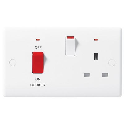 BG Nexus White Cooker Unit with Socket & Neon - 870