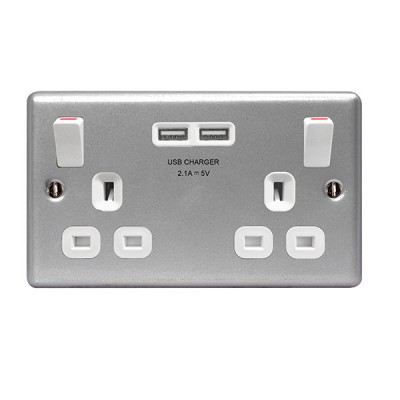 BG Nexus Metal Clad Double Socket with USB - MC522U3