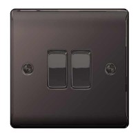 BG Nexus Black Nickel Double Light Switch - NBN42