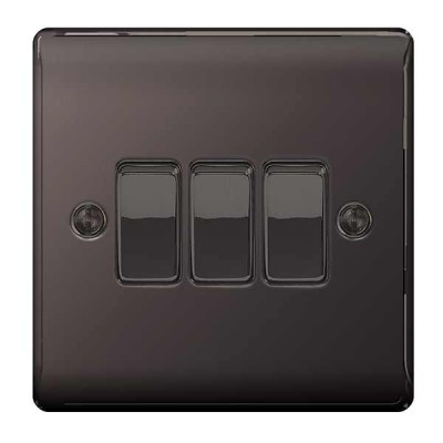 BG Nexus Black Nickel Triple Light Switch - NBN43