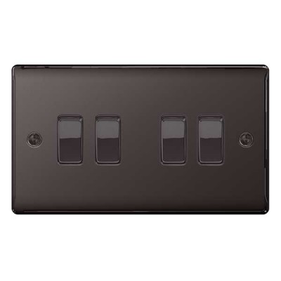 BG Nexus Black Nickel Quad Light Switch - NBN44