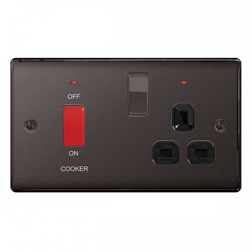 BG Nexus Black Nickel Cooker Unit with Socket & Neon - NBN70B