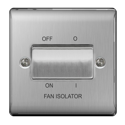 BG Nexus Brushed Steel Fan Isolator Switch TP - NBS15
