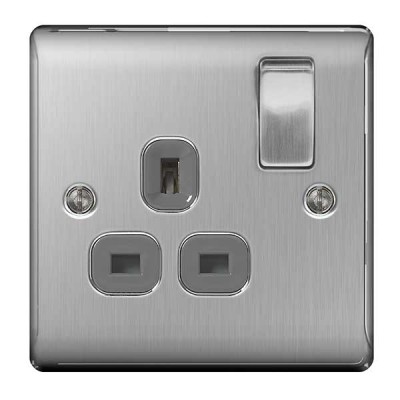 BG Nexus Brushed Steel Single Socket - NBS21G