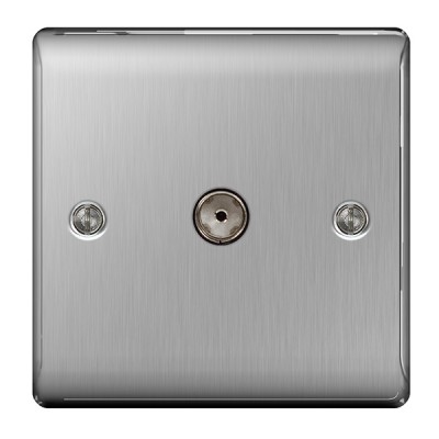 BG Nexus Brushed Steel TV Aerial Socket - NBS60
