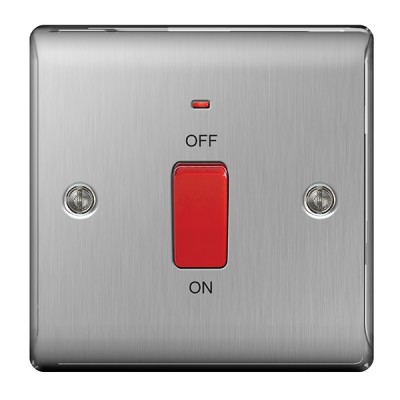 BG Nexus Brushed Steel DP Single Plate 45A - NBS74
