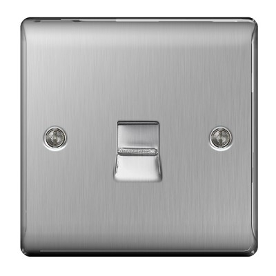 BG Nexus Brushed Steel Slave Telephone Socket - NBSBTS1