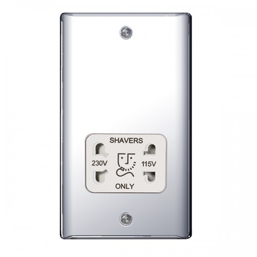 BG Nexus Polished Chrome Dual Voltage Shaver Socket - NPC20W