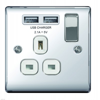 BG Nexus Polished Chrome Single Socket with USB - NPC21U2W