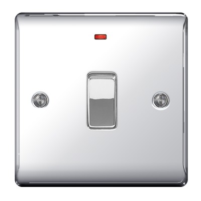 BG Nexus Polished Chrome Double Pole Switch with Neon - NPC31