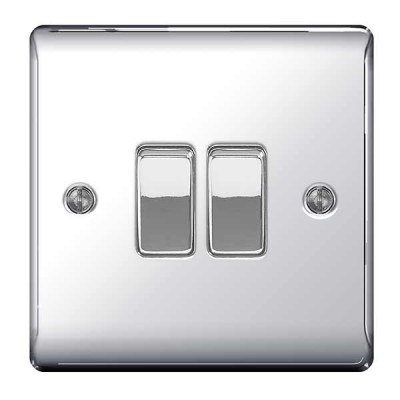 BG Nexus Polished Chrome Double Light Switch - NPC42