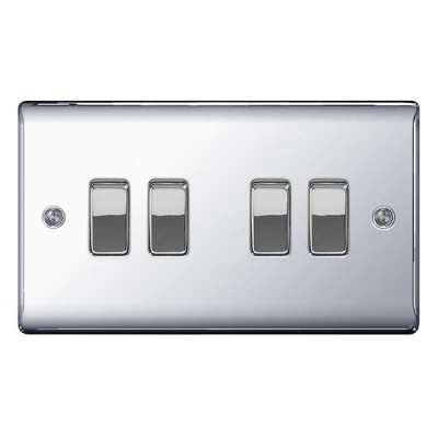 BG Nexus Polished Chrome Quad Light Switch - NPC44