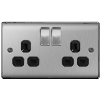 BG NBS22B Switched Double Socket 2G DP 13A Black Insert