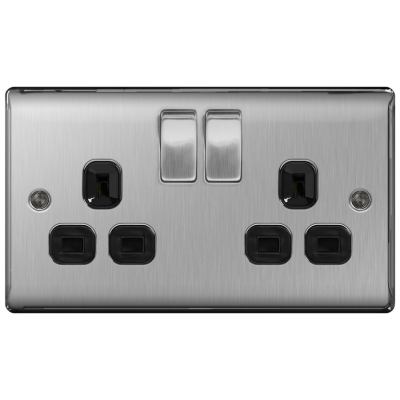 BG NBS22B Switched Double Socket 2G DP 13A Black Insert