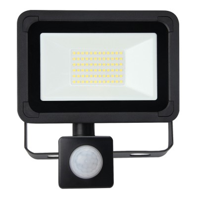 30W AC LED Floodlight with PIR Black IP65 4000K