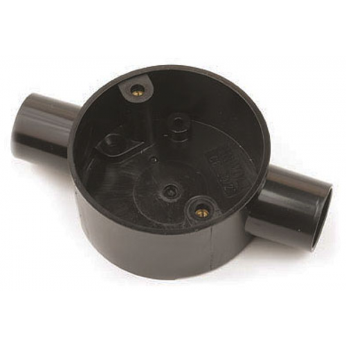 Univolt CB202BK 2 Way Through Circular Box 20mm Black