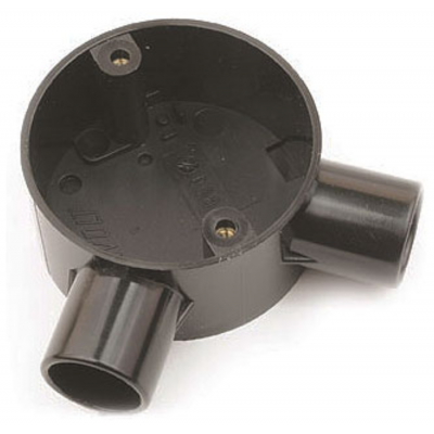 Univolt CB25ABK 2 Way Angle Circular Box 25mm Black