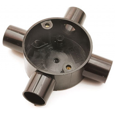Univolt CB204BK 4 Way Circular Box 20mm Black