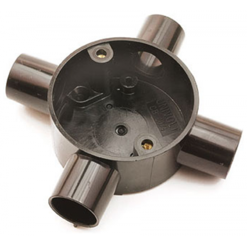 Univolt CB204BK 4 Way Circular Box 20mm Black