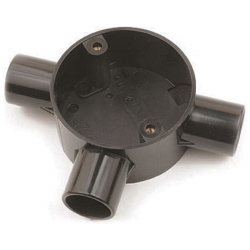 Univolt CB203BK 3 Way Tee Circular Box 20mm Black
