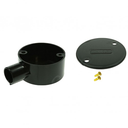 Univolt Black Terminal Conduit Junction Box 20mm Including Lid & Screws