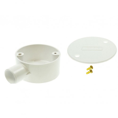 Univolt White Terminal Conduit Junction Box 20mm Including Lid & Screws