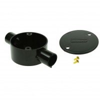 Univolt Black Through Conduit Junction Box 20mm Including Lid & Screws